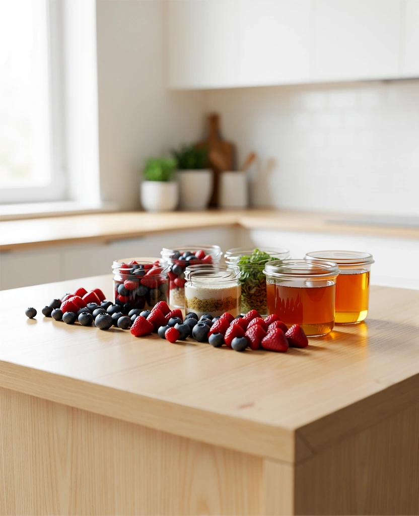 Terveellisiä raaka-aineita keittiössä